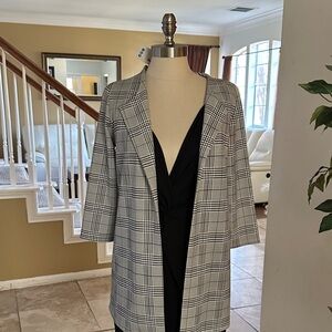 Boohoo Black and White Plaid Blazer